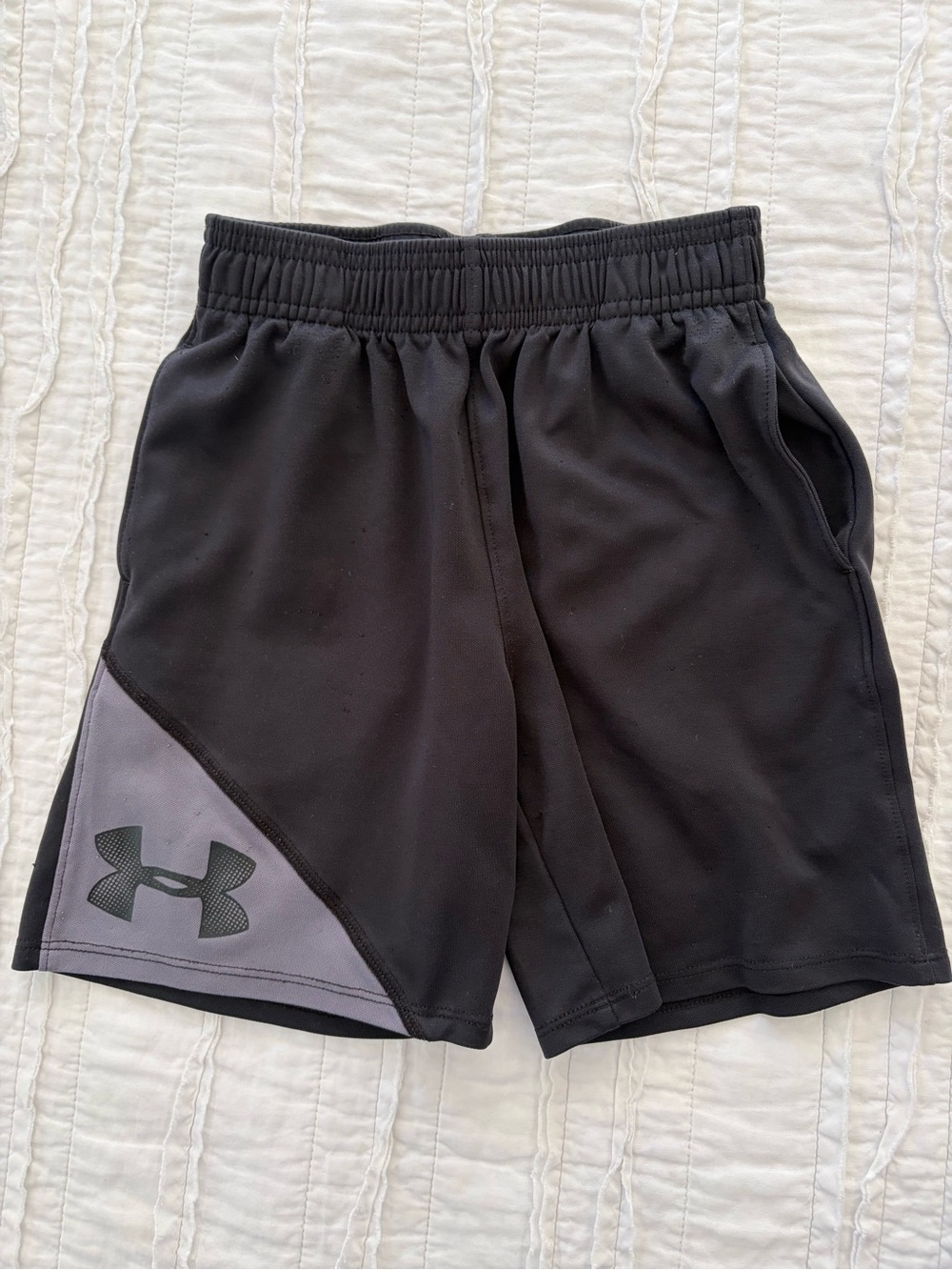 Under Armour Black Athletic Shorts with Gray Panel